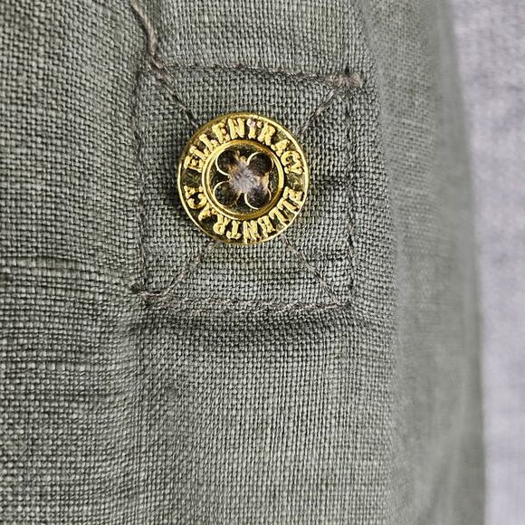 ELLEN TRACY WOMEN'S MILITARY GREEN 100% LINEN UTILITY JACKET SIZE SMALL - Picture 10 of 12